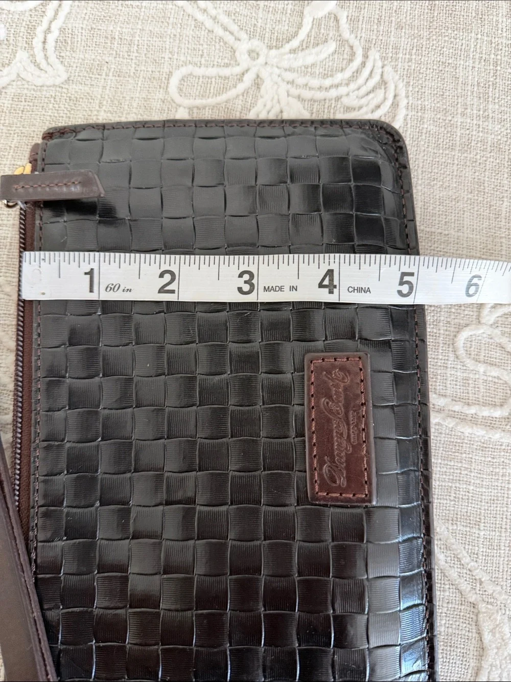 Dooney & Brooke Woven Brown Leather Wristlet